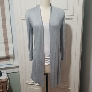 Light Gray Long Open Front Cardigan